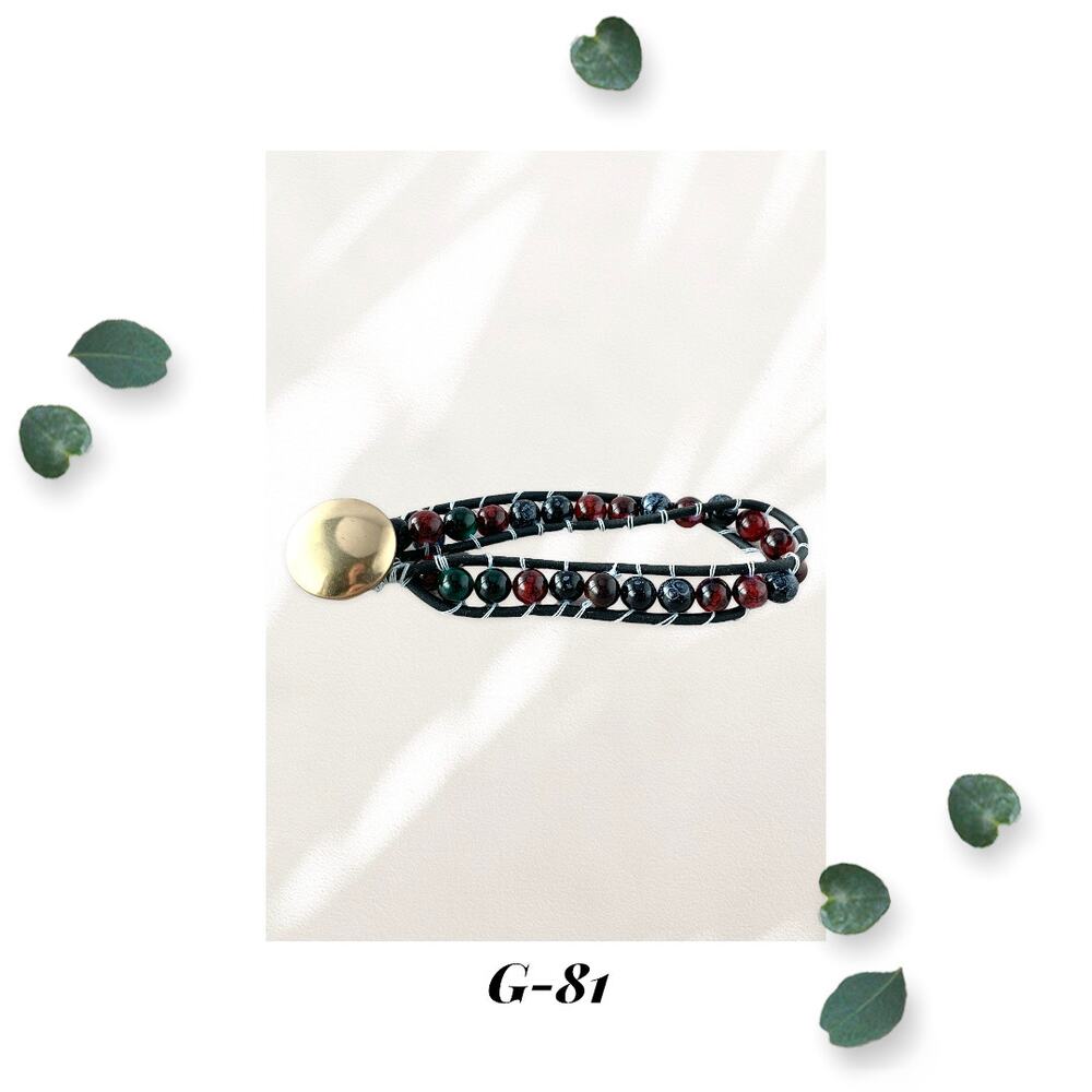 Earthy Single Wrap Bracelet Gold Button